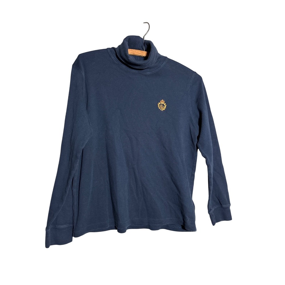 Vintage Polo Ralph Lauren Womens M‎ Turtleneck Crest Logo Long Sleeve Shirt